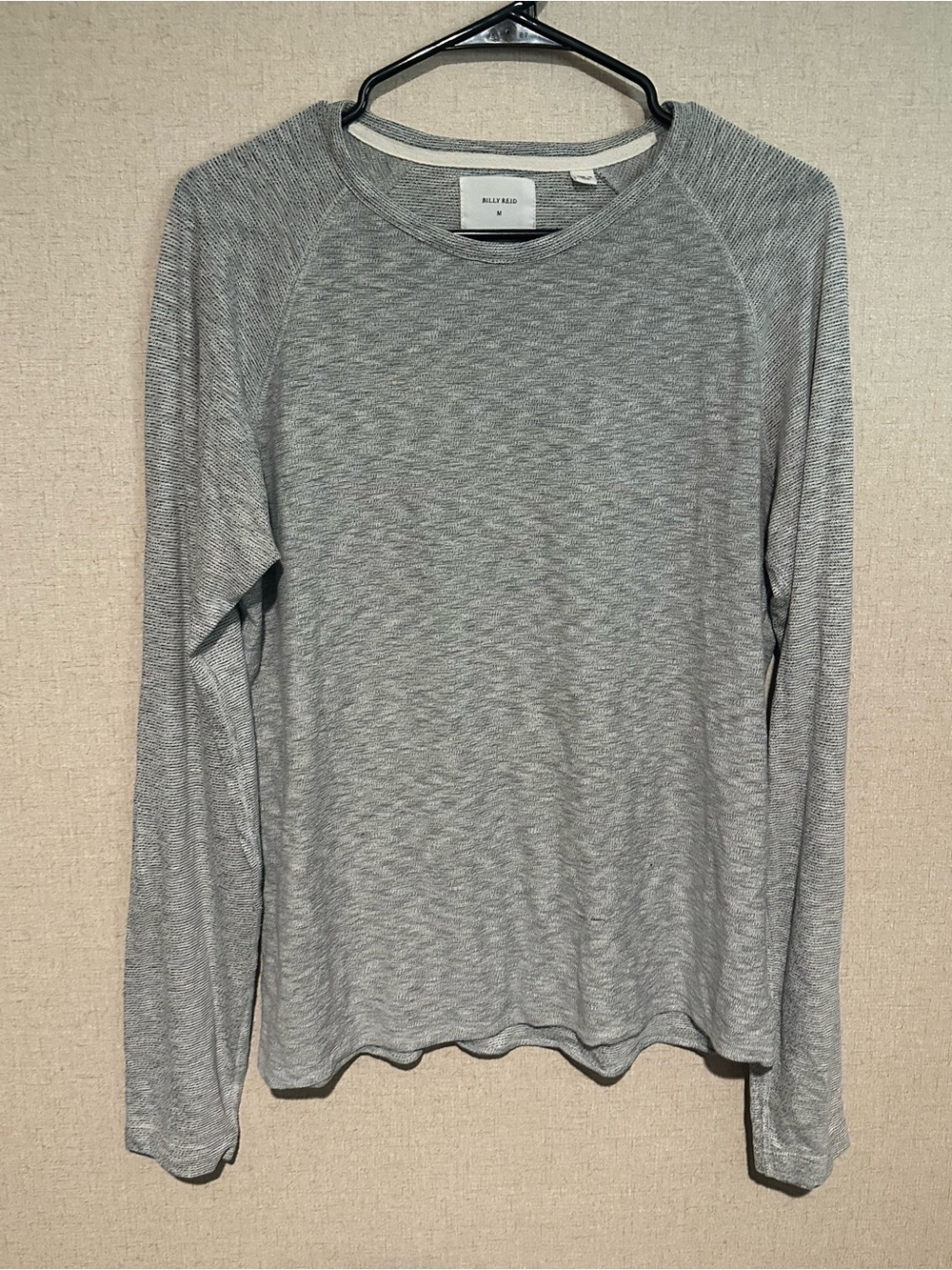 Billy Reid Medium Light Heather Gray Crewneck Raglan Sleeves Sweater